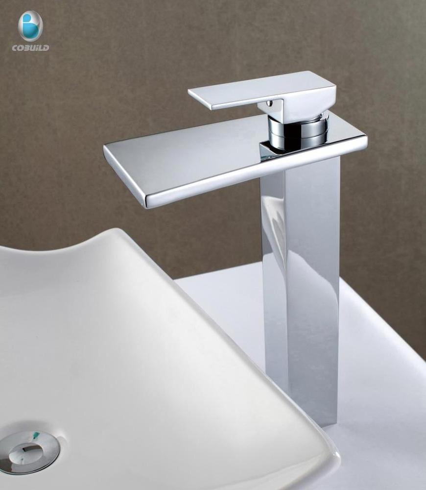 Hot usa bathroom waterfall wash basin faucet, bathroom vessel brass waterfall faucets