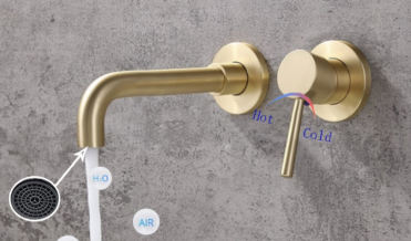 Gold Sink Faucet Wall Mount Stainless Steel Hidden Wall Concealed Basin Bathroom Faucet