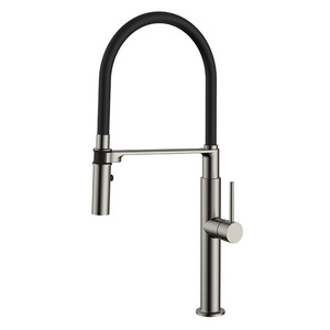 Brushed Gun Grey Tap Ware Kitchen Sink Faucet with Pull Down Spray, Solid Brass Kitchen Faucet