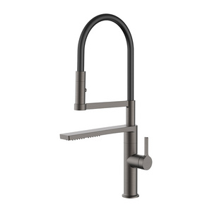 Brass brushed gun grey rainfall faucet three way cold and hot mixer pull down kitchen faucet