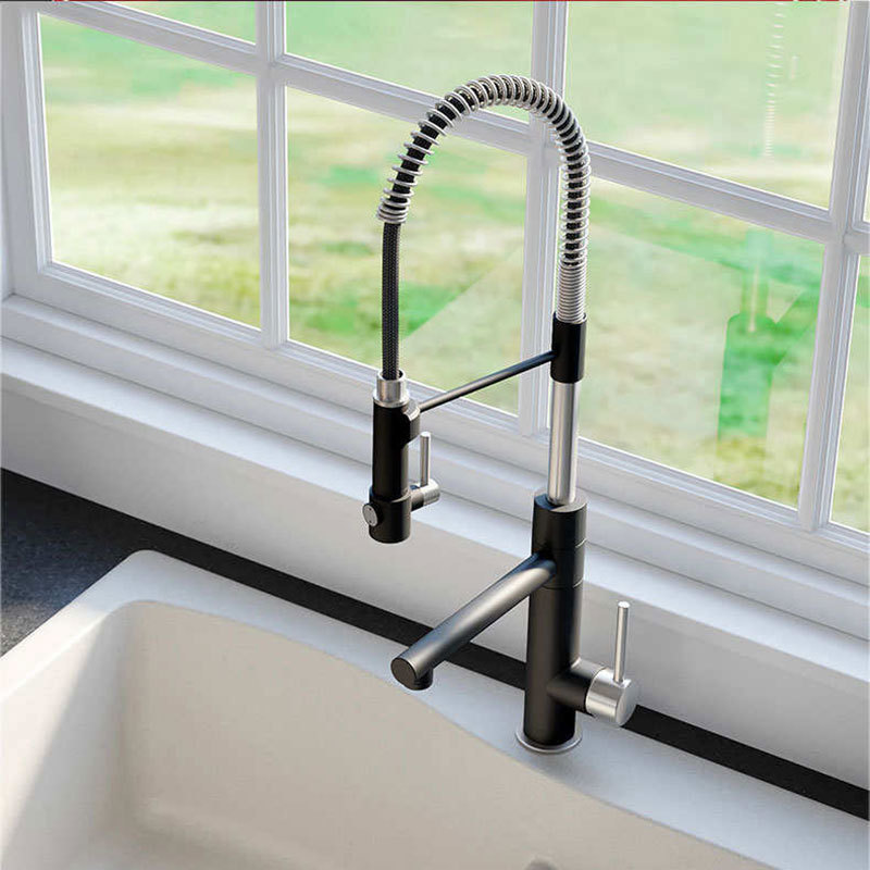 Spring Spout Kitchen Sink Mixer Tap Faucets 2-Function Commercial Style Pre-Rinse Kitchen Faucet Pull-Down kitchen Faucet