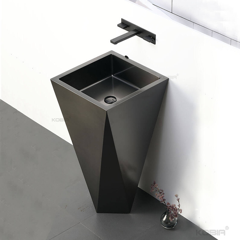 High end pedestal wash hand sink stainless steel basin portable wash basin for bathroom