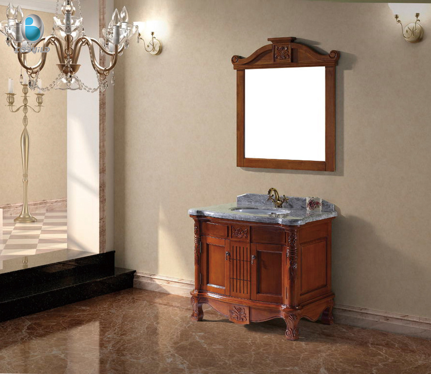 European Royal Style Single Sink Vanity Baltic Brown Granite Top Luxury Bathroom Vanity