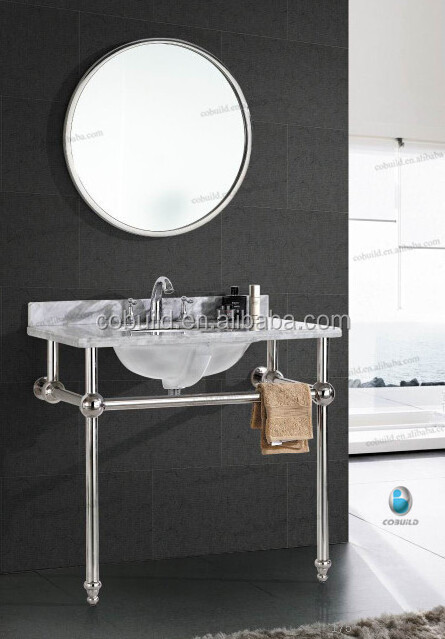 K-7004 polished italian bathroom vanity, modern stainless steel frame bathroom vanity, stainless steel bathroom vanity top