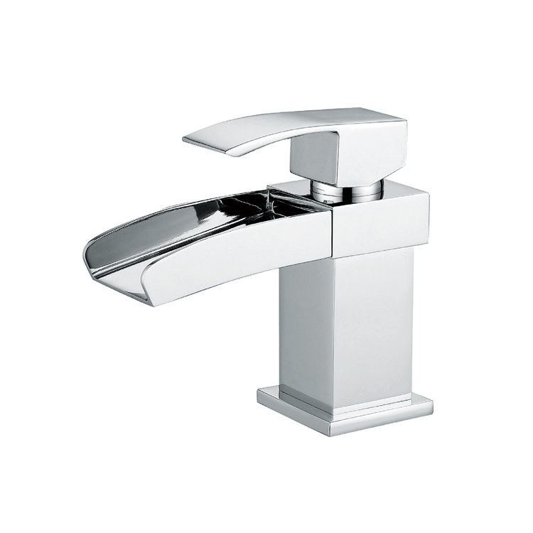 bathroom basin tap, brass waterfall sink faucet with ceramic cartridge , waterfall faucet