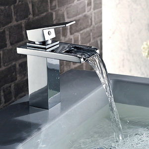 bathroom basin tap, brass waterfall sink faucet with ceramic cartridge , waterfall faucet