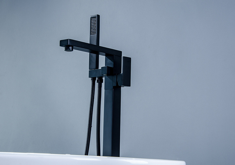 wholesale floor standing  bath faucet free standing black matt bathtub filler