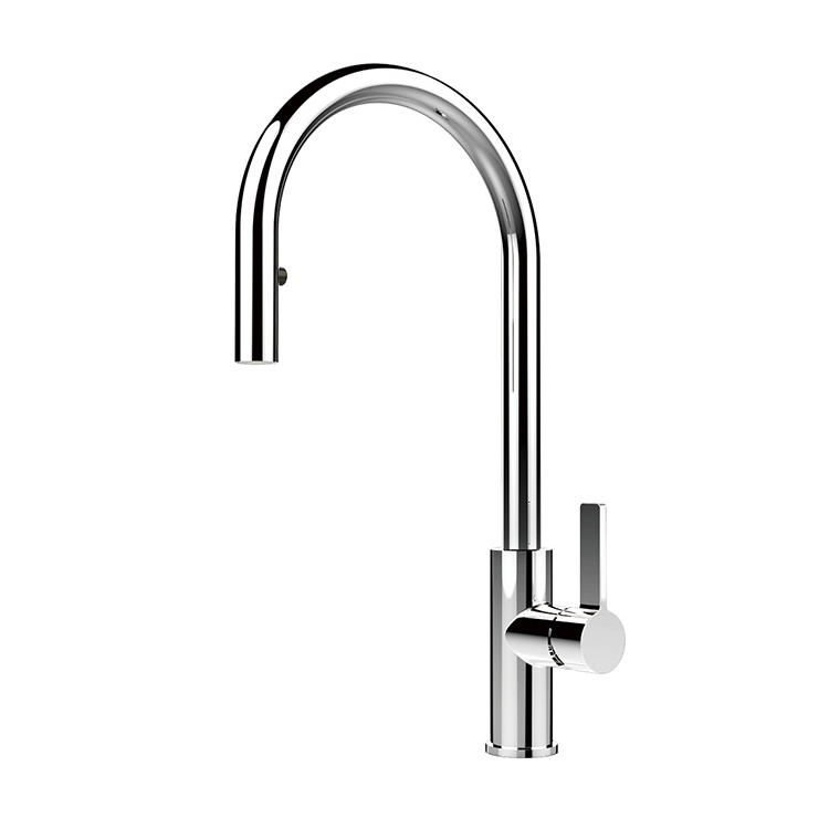 New product brass body goose neck kitchen faucet, deck mounted kitchen sink water tap, brushed gold kitchen faucet mixer