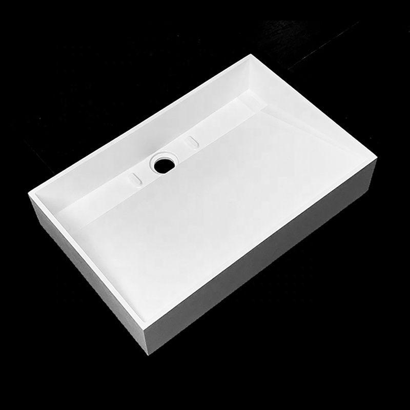 White basin for bathroom sink solid surface artificial stone hand wash basin