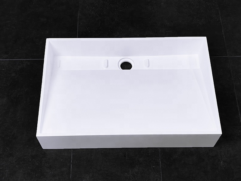 White basin for bathroom sink solid surface artificial stone hand wash basin