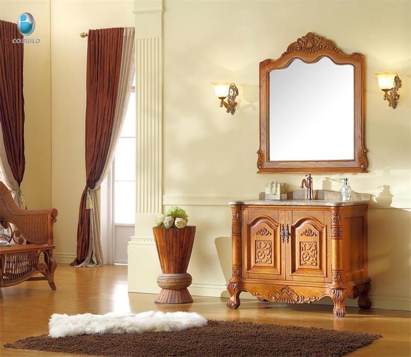 European Royal Style Single Sink Vanity Baltic Brown Granite Top Luxury Bathroom Vanity