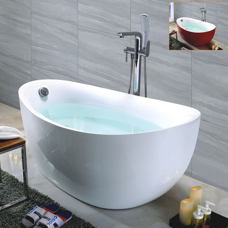 K-509 Oval free standing One Person Designs Acrylic White Romantic Bathtub With Shower, Indoor portable soaking tub