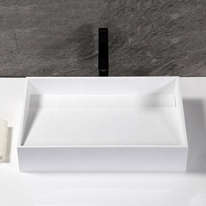 White basin for bathroom sink solid surface artificial stone hand wash basin