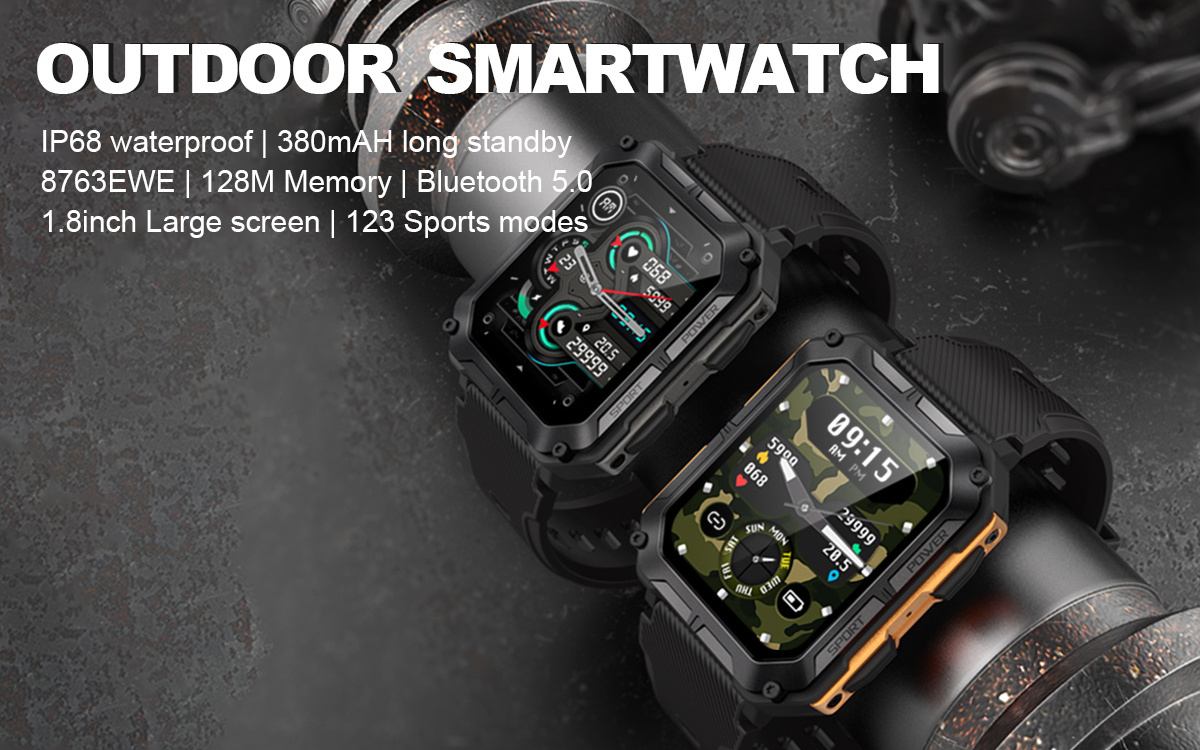 Smart Watch C20 Pro IP68 Outdoor Sports Style BT Phone Call Dial Answer Calls 380 mAh Long Battery Life smart watches