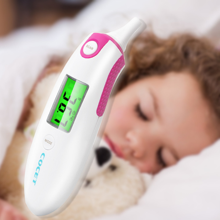 COCET CE 510K Approval Professional Production Children Baby Adult Fever Medical Digital Forehead And Ear Infrared Thermometer