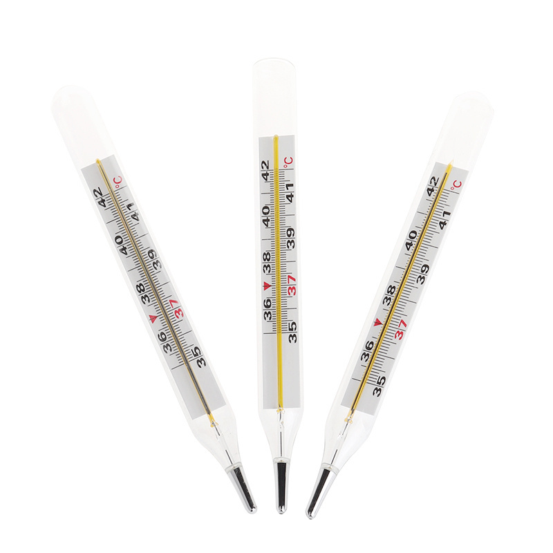 Medical Environmental Glass Yellow Mercury Filled Thermometer Oral Armpit Clinical Mercury Thermometers