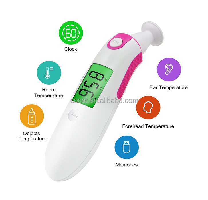 COCET CE 510K Approval Professional Production Children Baby Adult Fever Medical Digital Forehead And Ear Infrared Thermometer