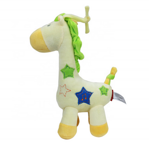 Soft stuffed horse Children's animal companion toy Funny Rainbow giraffe plush toy with Music box Custom logo