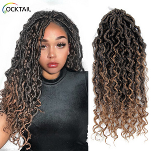 10 12 14 16 20 30 inch goddess faux locs crochet braid hair, 2x mambo 30 strands ombre color curly faux locs hair extensions