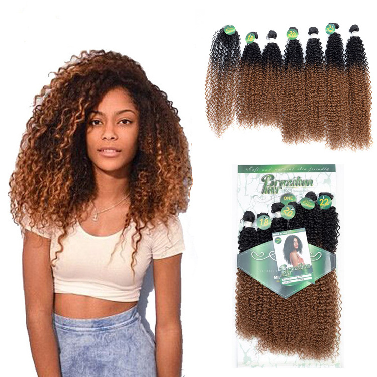 high temperature flame retardant 613 blond ombre color synthetic hair weave 6 pieces with free lace closure in one pack