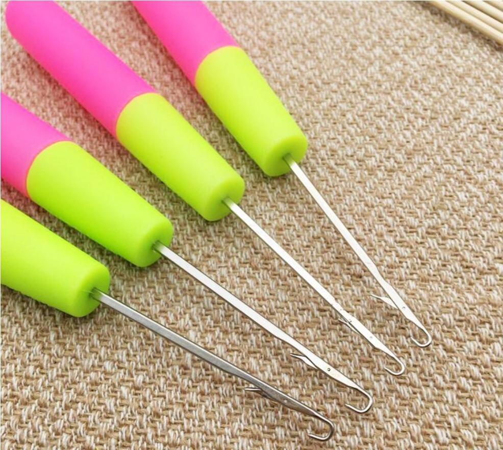 dreadlock crochet needle set candy crochet hook heads, plastic crochet hook with handle, crochet latch hook hair crochet hooks