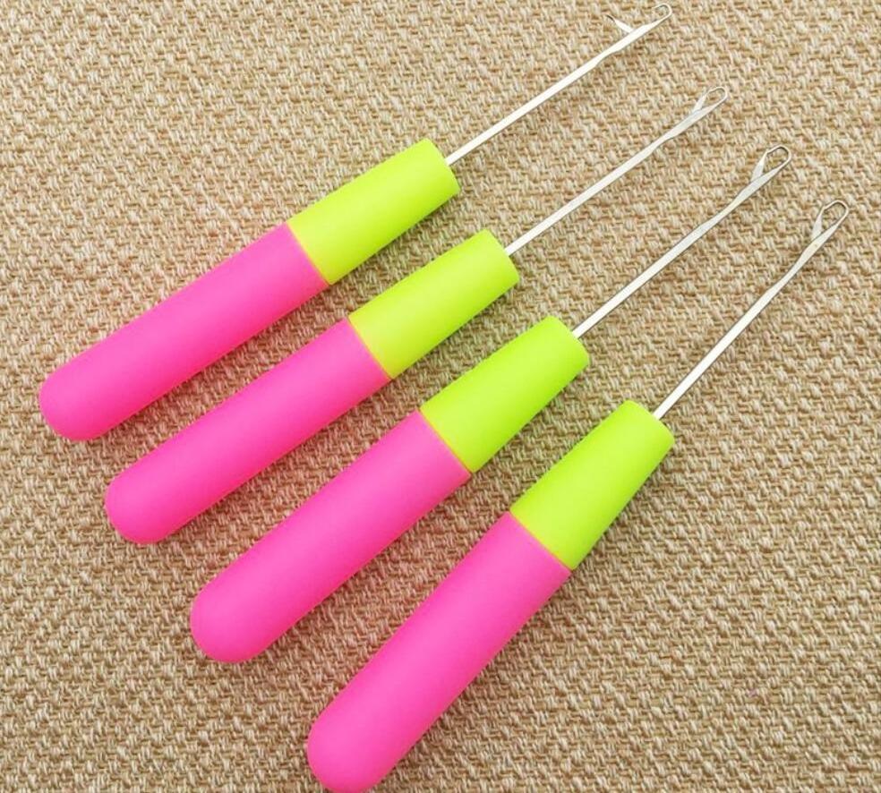 dreadlock crochet needle set candy crochet hook heads, plastic crochet hook with handle, crochet latch hook hair crochet hooks