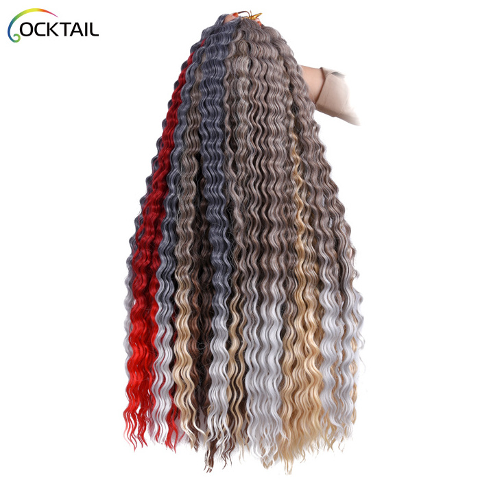 Kanekalon Fiber Ocean Water Wave Crochet Hair 30 Inch Deep Wave Braiding Hair Loose Wavy Crochet Hair Extension