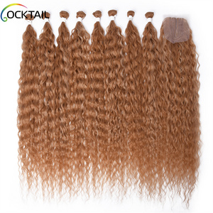 ombre color synthetic hair weft, heat resistant fiber synthetic hair weave bundles, 1 pack synthetic hair bundles with closure