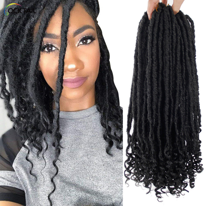 dreadlocks faux locs messy goddess crochet hair braids, africa twist straight goddess faux locs crochet extension