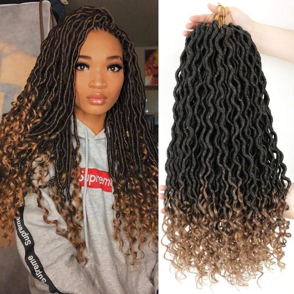 10 12 14 16 20 30 inch goddess faux locs crochet braid hair, 2x mambo 30 strands ombre color curly faux locs hair extensions