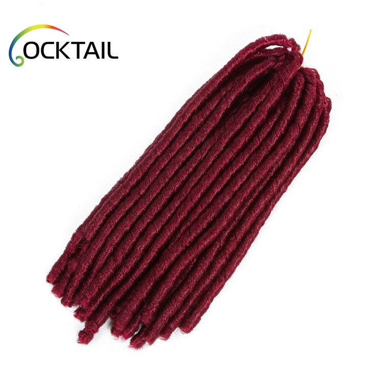 Japanese Kaneka fiber soft dreadlocks hair braids burgundy, crochet soft dread lock synthetic braiding hair in stock