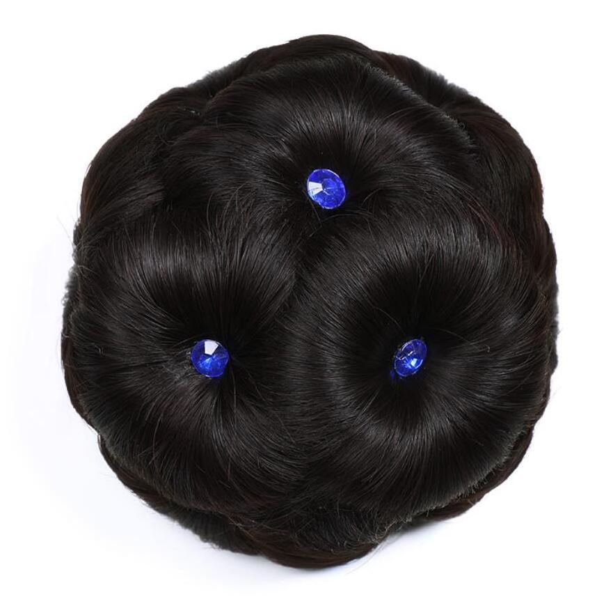 bridal wed braid hair bun piece, wig with bun for short hair, artificial nine flower hair bun pad