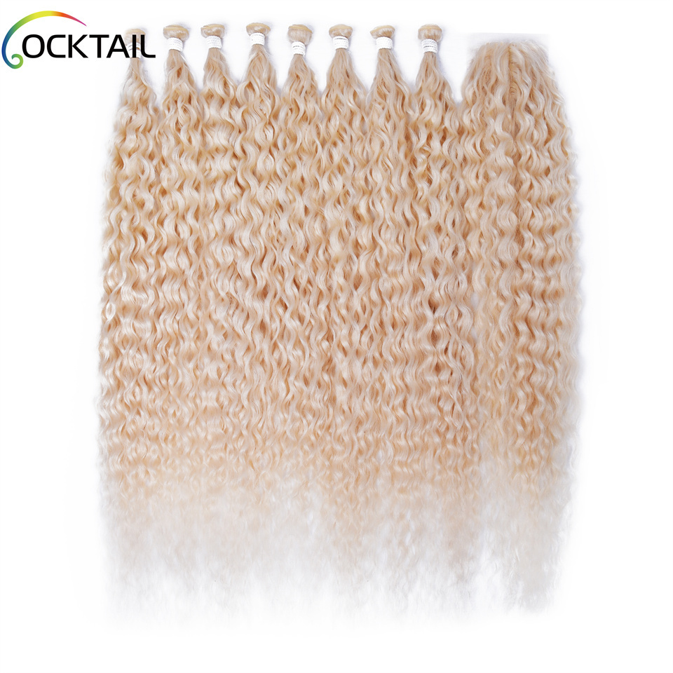 ombre color synthetic hair weft, heat resistant fiber synthetic hair weave bundles, 1 pack synthetic hair bundles with closure