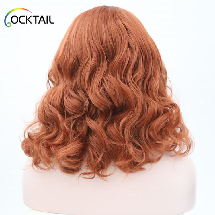 350 orange copper red color synthetic front lace wig, heat resistant colored wig auburn synthetic lace front wig in stock