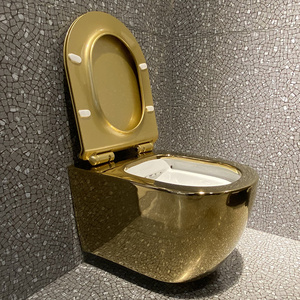 Golden quality gold wall bowl handicap home hotel australian round wall hung one piece toilet