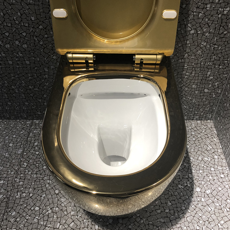 Golden quality gold wall bowl handicap home hotel australian round wall hung one piece toilet