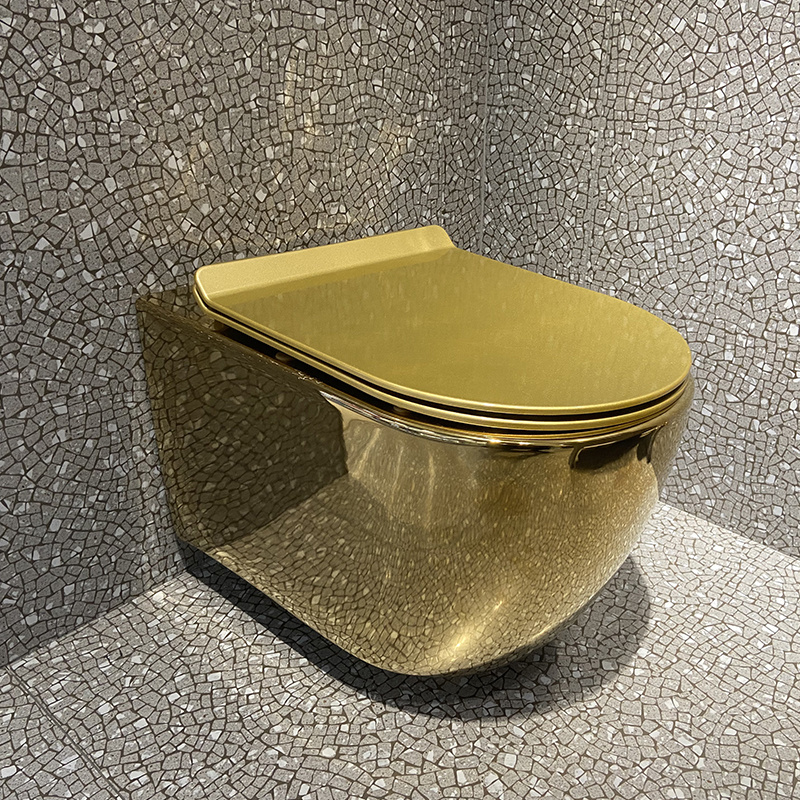 Golden quality gold wall bowl handicap home hotel australian round wall hung one piece toilet