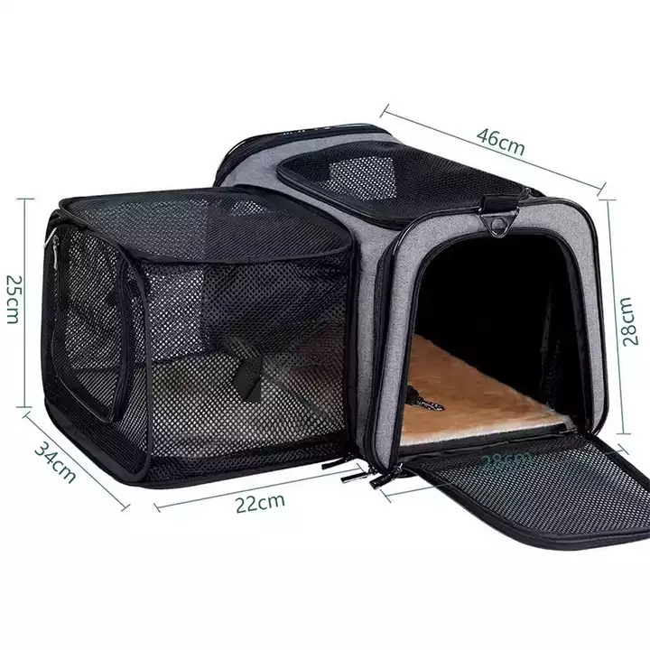 Manufacture Luxury Oxford Expandable Dog Cat Travel Breathable Portable Pet Carrier Bag With Mesh