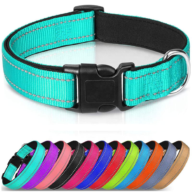 Manufacturer Hot Selling Reflective Nylon Dog Collar with Neoprene Padded