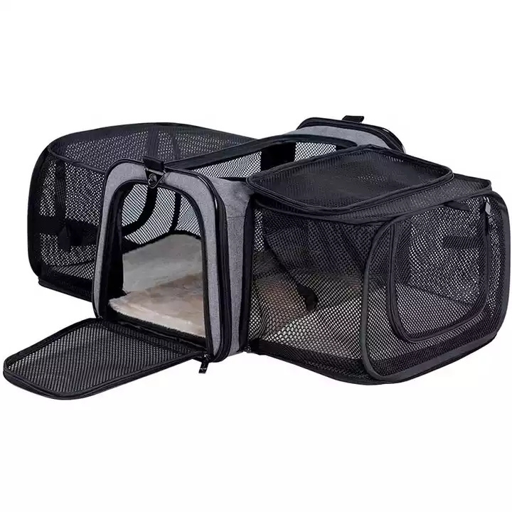 Manufacture Luxury Oxford Expandable Dog Cat Travel Breathable Portable Pet Carrier Bag With Mesh