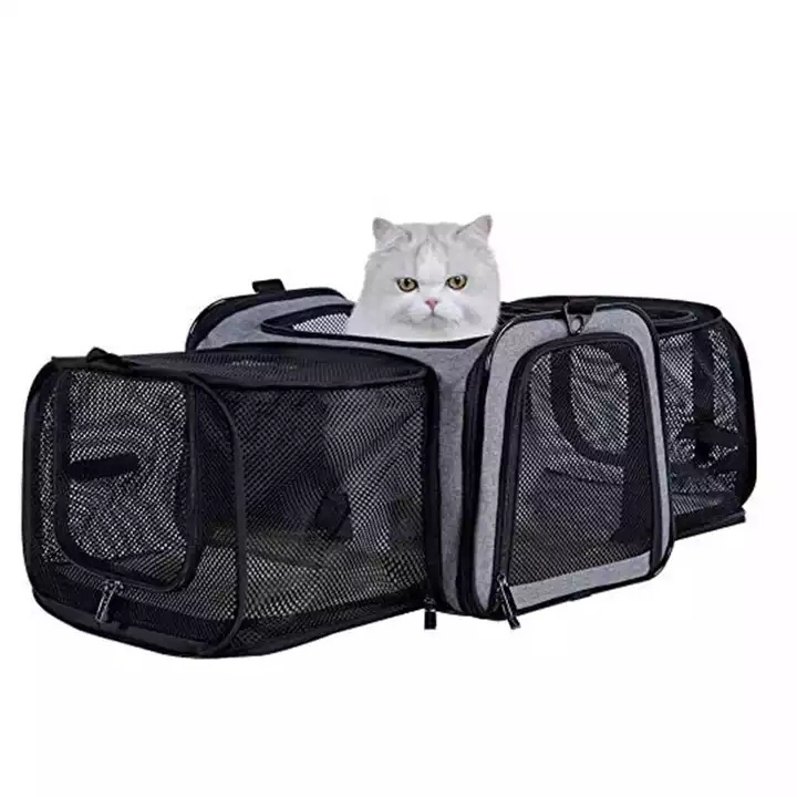 Manufacture Luxury Oxford Expandable Dog Cat Travel Breathable Portable Pet Carrier Bag With Mesh