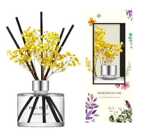 Reed Diffuser with Preserved Flower, cocodor, Rose Perfume Reed Diffuser, Fragrance, 6.7oz