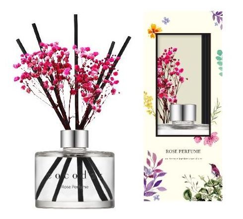 Reed Diffuser with Preserved Flower, cocodor, Rose Perfume Reed Diffuser, Fragrance, 6.7oz