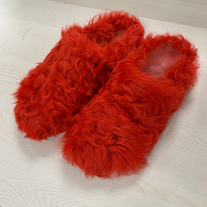 New Arrival Luxury Unisex Clog Fashion Sheep Fur Slippers Real Mongolian Fur Slides for Women