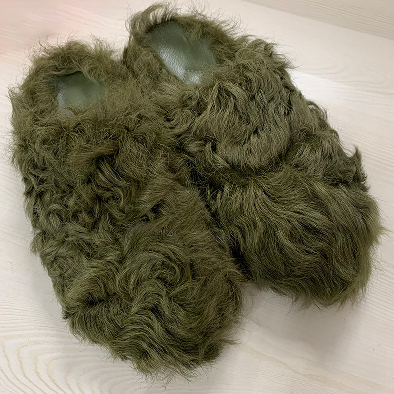 New Arrival Luxury Unisex Clog Fashion Sheep Fur Slippers Real Mongolian Fur Slides for Women