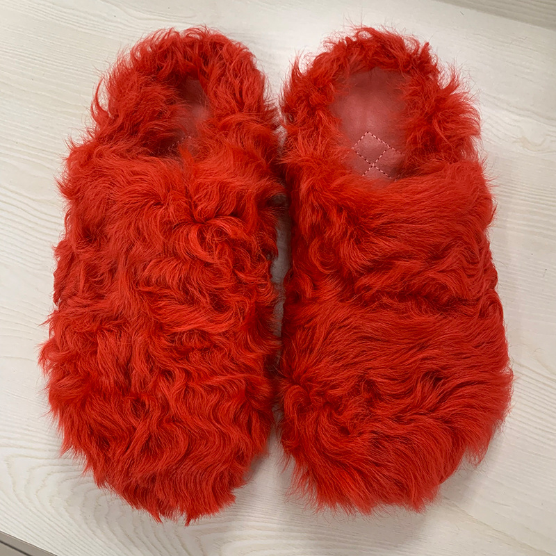 New Arrival Luxury Unisex Clog Fashion Sheep Fur Slippers Real Mongolian Fur Slides for Women