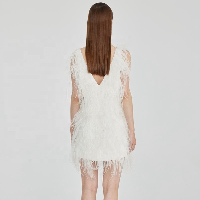 New Stylish Ladies Ostrich Feather Party Dress Feather Skirt Cocktail Party Dress