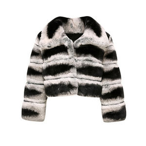 High Quality Ladies Luxury Winter Cropped Fur Coat Women Chinchilla Rabbit Fur Jackets