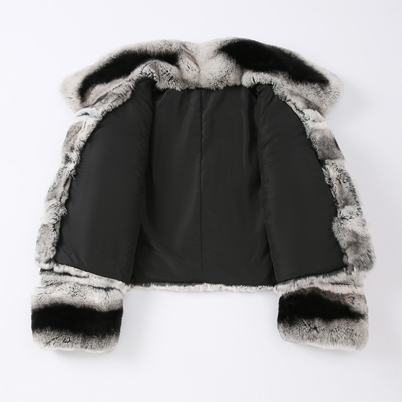 High Quality Ladies Luxury Winter Cropped Fur Coat Women Chinchilla Rabbit Fur Jackets