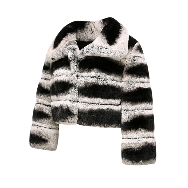 High Quality Ladies Luxury Winter Cropped Fur Coat Women Chinchilla Rabbit Fur Jackets